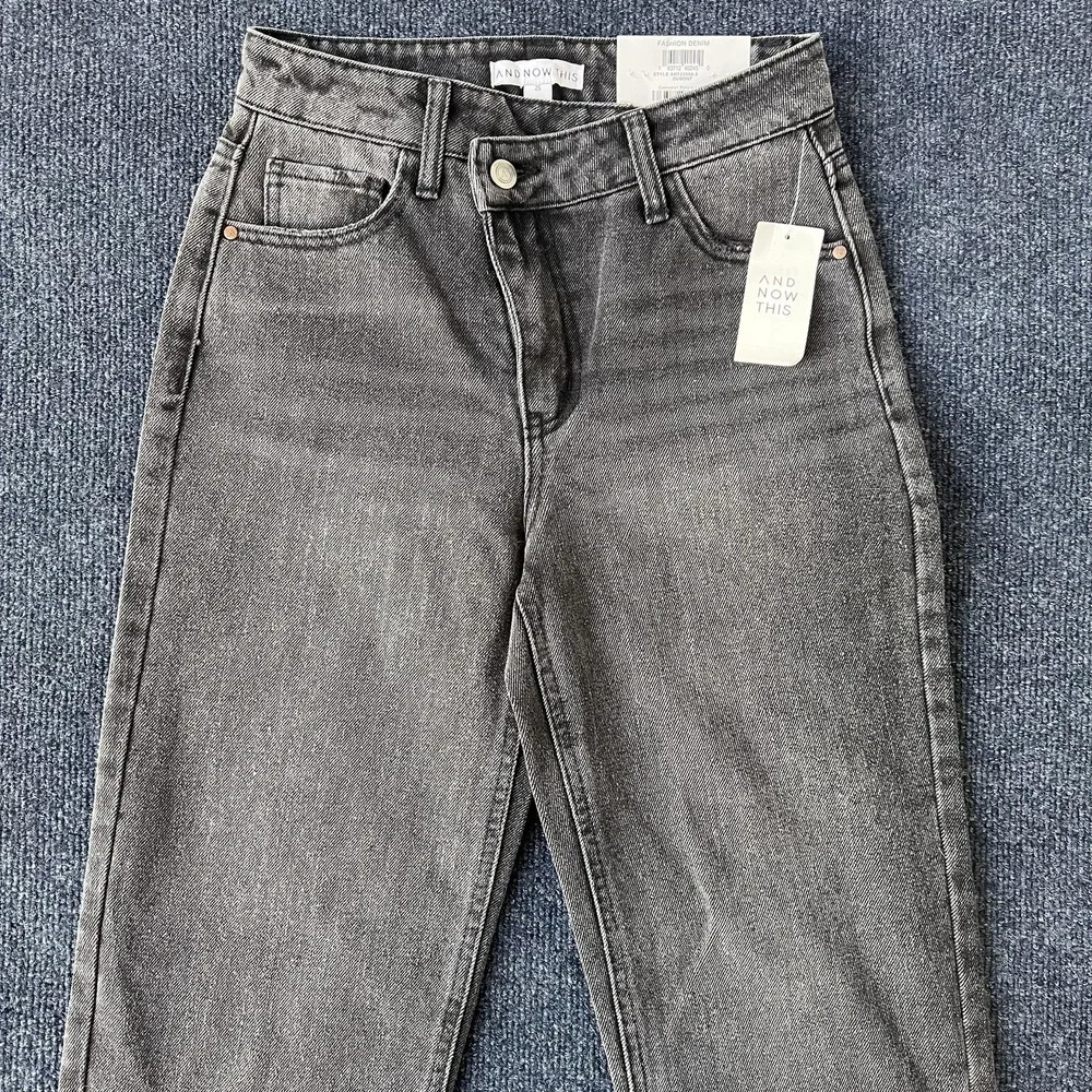And Now This‎ Jeans Womens 25 Gray High Rise Straight Cropped Criss Cross Dumont